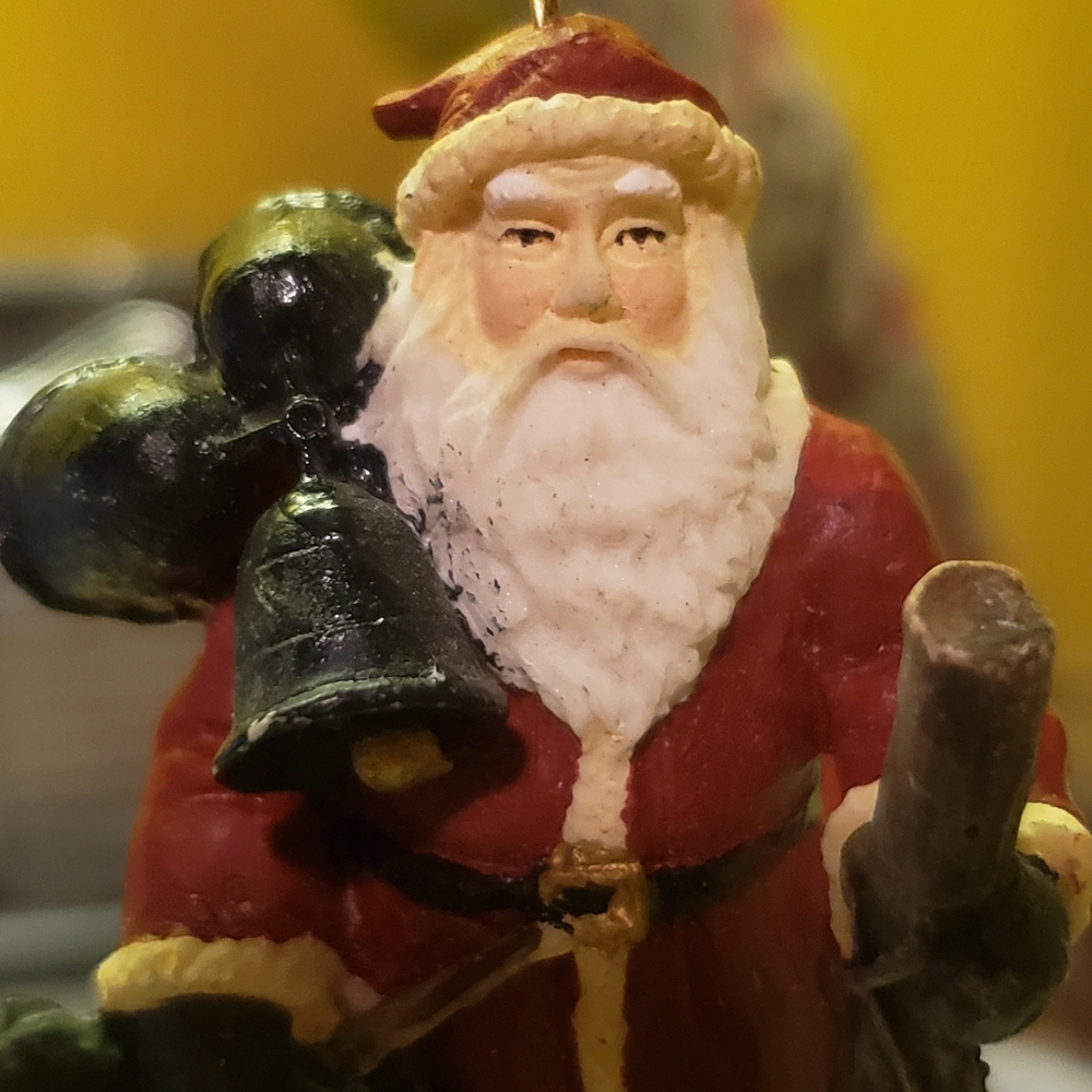 Vintage 1992 Santa With Staff Christmas Ornament
